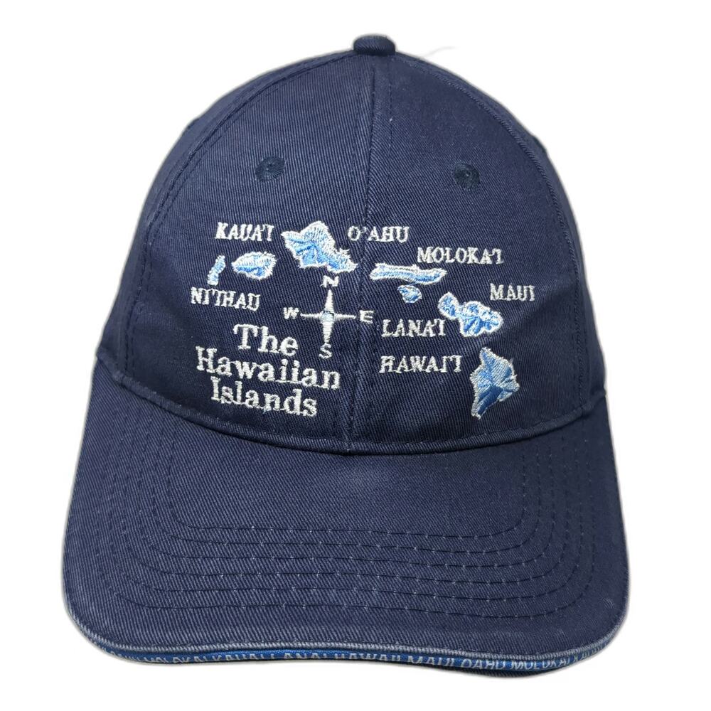 Surfware Baseball Cap Blue One Size Hawaii Islands Map Embroidery Strapback Hat